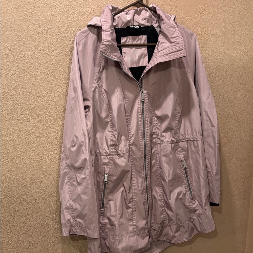 Calvin Klein hooded softshell Rain Jacket, Medium, Mauve color